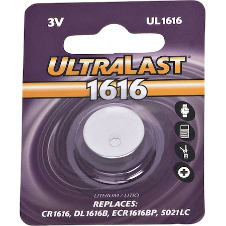 Ultralast NABC UL-1616 UltraLast Lithium Manganese Dioxide Button Cell Battery UL1616