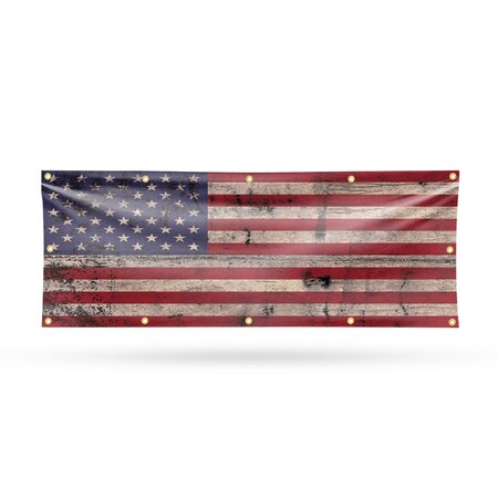 Signmission Rusty American Flag, 48 Inch x 120 Inch, Vinyl Banner B-120-30841
