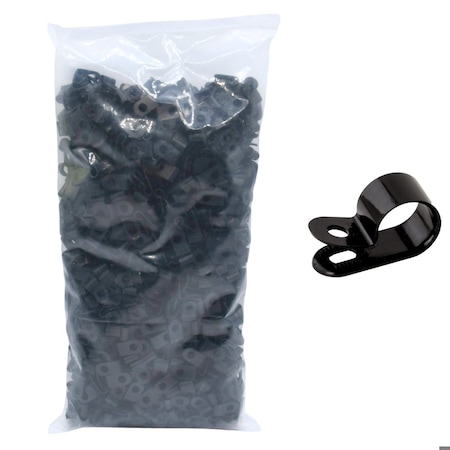 Cable Ties Unlimited Cable Clamp, 1/8 in Bundle Dia, 3/8 in W, Nylon 6/6, Black, 1000PK CC3-1/8-0M