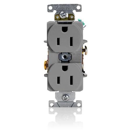Leviton Duplex Receptacle Outlet, 15A, Gray, 125V 5252-GY