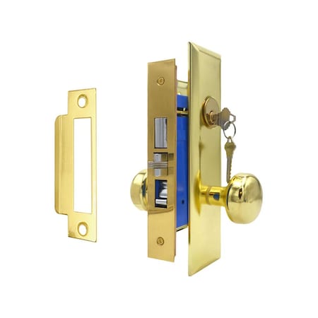 Ecs Hardware Durable Heavy Duty Mortise Knob Lock US3 Polished Brass, 2-3/4 in Larger Backset, Left Handed ECSH-ML234-PB-SC1-LH