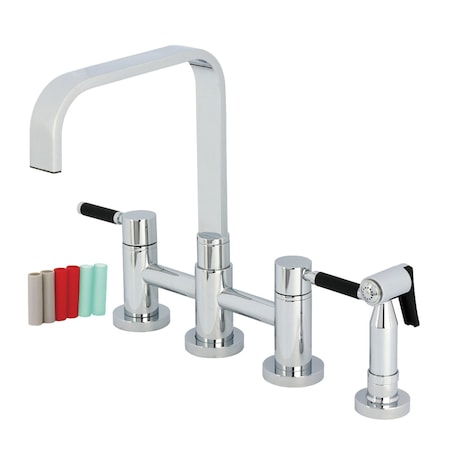 Kingston Brass Bridge Kitchen Faucet with Brass Sprayer, Polished Chrome KS8251DKLBS