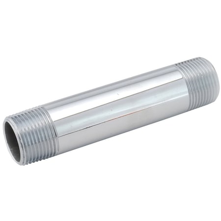 Anderson Metals Pipe Nipple, 3/8 in, MPT, Brass, Chrome, 3-1/2 in L 38310-0635