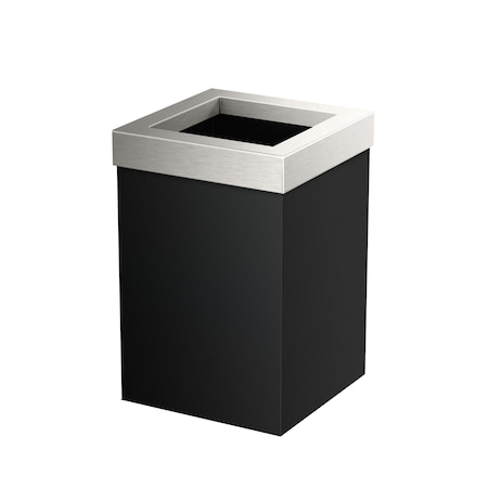 Gatco Modern Square 3 Gal. Wastebasket, Matte Black/Satin Nickel Lid 1915SN