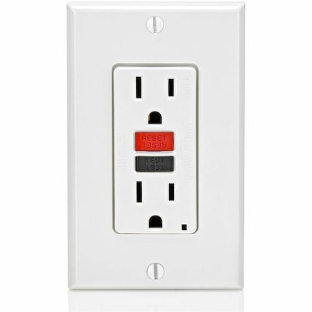 Leviton GFCI Receptacle, Non-Tamper Resistant Duplex, 15 Amp, 125 Volt, 5-15R NEMA GFNT1-RW