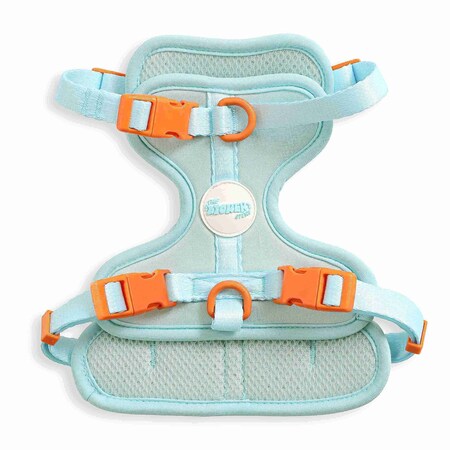 The Licker Store Arlo Small Adjustable Soft Padded No Pull Pet Harness with 3 Buckles and 3 Leash Clips, Fishbowl HNS1001D