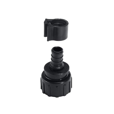 Flair-It PEXLOCK Hose Pipe Connector, 1/2 x 3/4 in, FGH, Polysulfone, Black, 100 psi Pressure Pair 30866