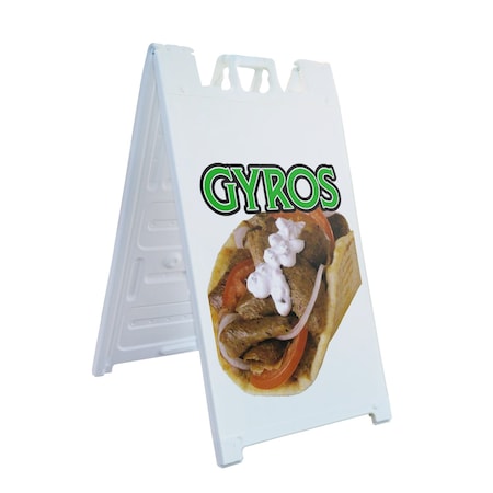 Signmission Gyros, A-Frame & 2 Decals Installed, Heavy-Duty Plastic Frame SBHD-D-2436-Gyros