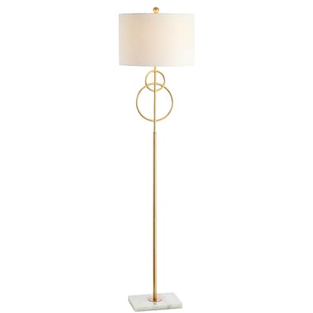 Jonathan Y Haines 60" Modern Circle Marble/Metal LED Floor Lamp, Gold JYL1097A