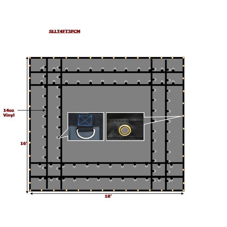 Mytee Products Super Light 14 Oz Steel Tarp 16x18  - Black SLLT4FT3PCM