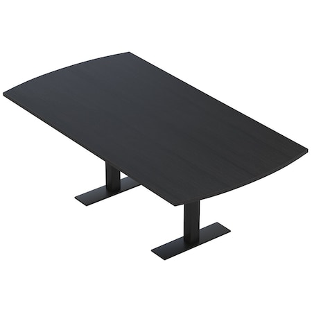 Skutchi Designs 7ft Arc Rectangle Conference Table With Power | Harmony Series | 6 Person Meeting Room Table HAR-AREC-48X84-T.BK-U999ST19-NA