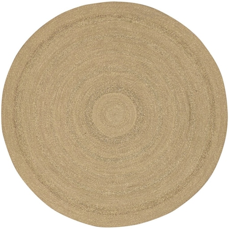 Homeroots 8' Natural And Brown Round Handmade Indoor Outdoor Area Rug 550720