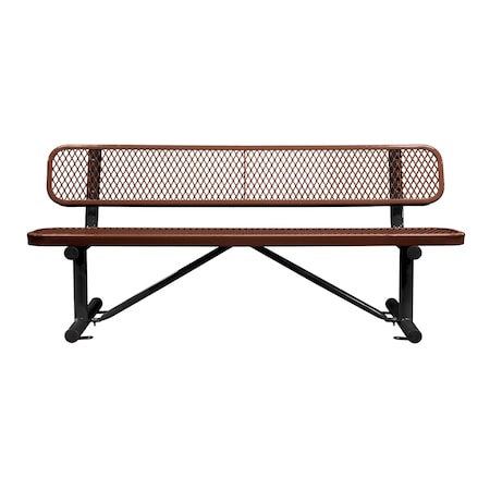 Leisure Craft Bench/Back, Surface Mount, 6ft., Brown B6WBSM-BROWN