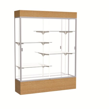 Ghent Lighted Floor Display Case 60x80x16, Mirror, Satin 2175MB-SN-AK