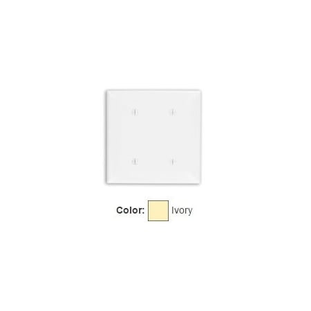 Leviton Blank Wallplate, Standard Size, Gang 2, Ivory 80734-I