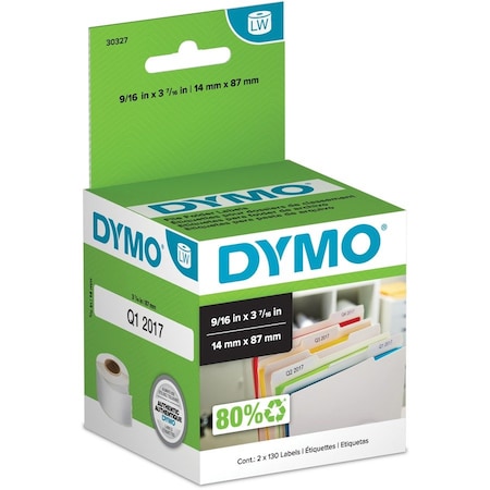 Dymo Label Roll, White, Black 30327