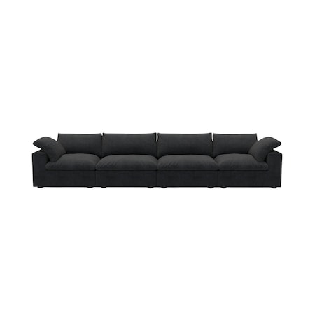 Homeroots Black Linen Blend Modular Rectangular Four Piece Corner Sectional 714580