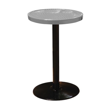 Leisure Craft 24" Round Perforated Pedestal Table, Portable, 40"H, Gray 24TAB40-GRAY