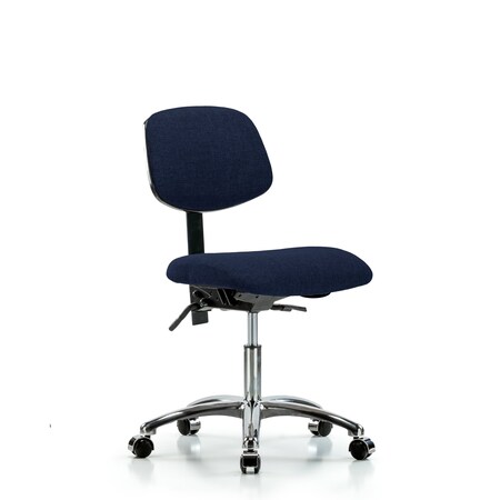Blue Ridge Ergonomics Desk Chair Desk Chair, Fabric, Chrome Casters, Nav, No Arms, 19" to 24" Height, Fabric, Dark Blue BR-FDHCH-CR-T0-A0-CC-F45