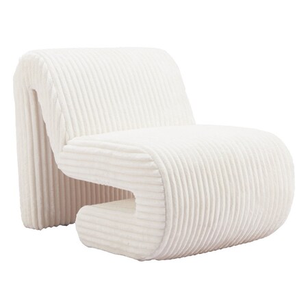 Homeroots 26" White Corduroy And Upholstered Lounge Chair 556455
