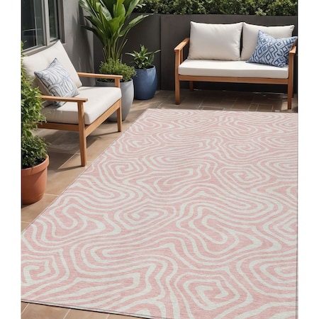 Homeroots 5' X 8' Pink And Gray Abstract Washable Indoor Outdoor Area Rug 598999