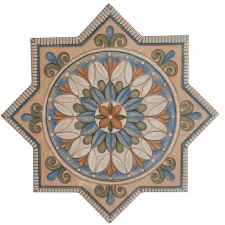 Apollo Tile 7x7 in. Matte Terracoota Sage Green-Blue Porcelain Star Wall and Floor Tile 6.46 sq ft/case, 16PK UMB88DECSTRAA