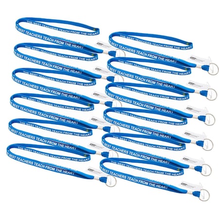 Sicurix Teacher Lanyard, Flat Style, Ring, 12PK 98000