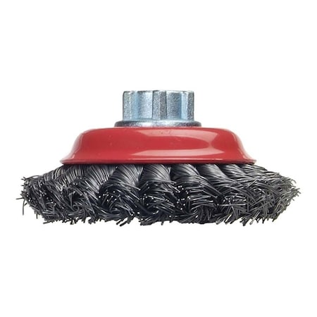 Norton Co Cup Brush: 4 in Dia, 0.02 in Wire Dia, Carbon Steel, Knotted 66252833483