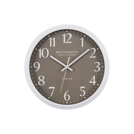 Monarch Specialties Clocks, 12-in. Round, Wall Clock, Dark Bronze Face, White Frame, Modern, Contemporary I 9115