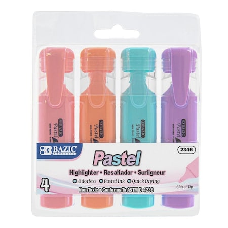 Roomfactory Pastel Highlighter with Pocket Clip, 4PK RO3327292
