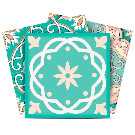 Homeroots 7" X 7" Aquamarine Mosaic Peel And Stick Removable Tiles 390826