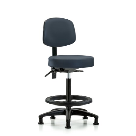 Blue Ridge Ergonomics Bench Stool, Hi, Vinl, Bk, Tilt, BF, Gld, Nav BR-VHBST-RG-T1-BF-RG-8582