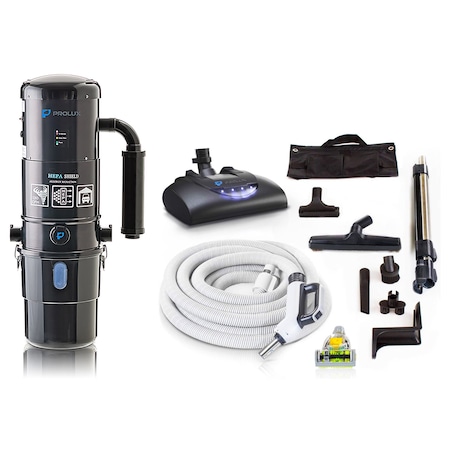 Prolux CV12000 Central Vacuum Unit System with Electric Hose Power Nozzle Kit blackcen3