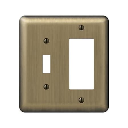Amerelle 154TR 1 Toggle 1 RockerGFCI Wall Plate Brushed Brass 3502325