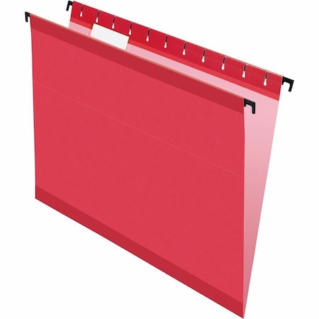 Pendaflex SureHook 1/5 Tab Cut Letter Recycled Hanging Folder, 8 1/2in x 11in, Red, Acid-free, Durable, 20PK 615215RED