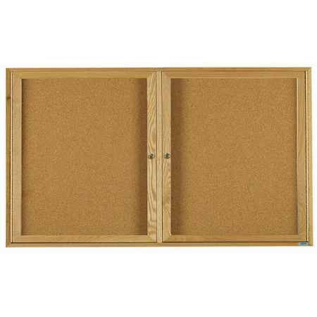 Aarco Enclosed Bulletin Board Red Oak Frame w/ a High Gloss Clear Lacquer Finish, 36''Hx72''W OBC3672R