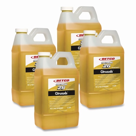 Betco Symplicity Citrusuds FastDraw Manual Dishwashing Detergent, Lemon Scent, 67.6 oz Bottle, 4PK 21094700