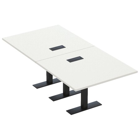 Skutchi Designs 8ft Rectangular Conference Table With Power | Harmony Series | 8 Person Meeting Room Table HAR-REC-48x96-T.BK-W960-EBLK
