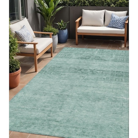 Homeroots 5' X 8' Aqua And Teal Blue Medallion Washable Indoor Outdoor Area Rug 616089