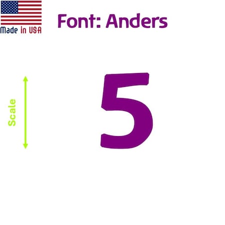 Aacc Self-Adhesive Vinyl Number: 5, Size: 7 in. Color: Purple Font: Anders, 8PK AACC-Anders-N5-Purple-I7x8