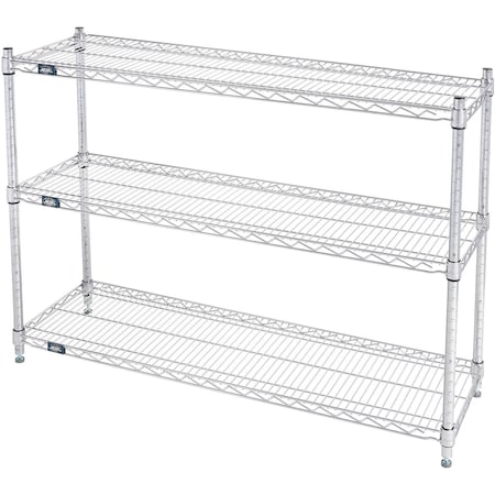 Global Industrial Nexel 3 Shelf, Stainless Steel Wire Shelving Unit, Starter, 48"W x 14"D x 34"H B3149690