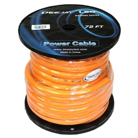 Deejay Led 0 GAUGE 72 FT 70% Aluminum/30% Copper Power Cable Used for Vehicular Audio Amplifiers ORANGE TBH072ORANGEMIX