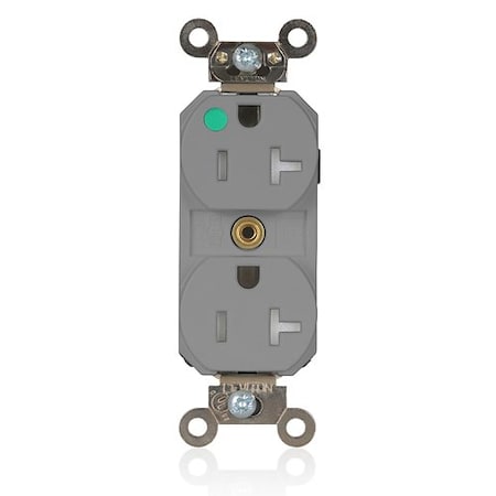 Leviton PlugsandReceptacles, 20A, 125VAC, Gry, Nylon MT830-ILG