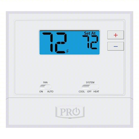Pro1 Iaq Non-Programmable Thermostat, 1 H, 1 C, Wall Mount, Hardwired/Battery, 24VAC T601-2