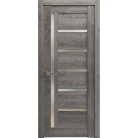 Sartodoors Solid French Door Frosted Glass Grey 28x96 Solid Core Modern Interior QUADRO4088ID-NEB-2896