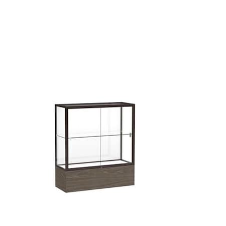 Waddell Reliant 36 x 40 x 14 in. Walnut Vinyl Base Display Case, White Back - Dark Bronze 2281WB-BZ-WV