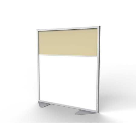 Ghent Floor Partition, Aluminum Frame with Magnetic Porcelain and Caramel Vinyl Panels, 54''H x 48''W MP5448-20-8A