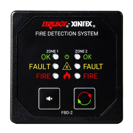 Fireboy-Xintex Two Zone Detection and Alarm Panel - 2-5/8" Display - 12/24V DC FBD-2-R