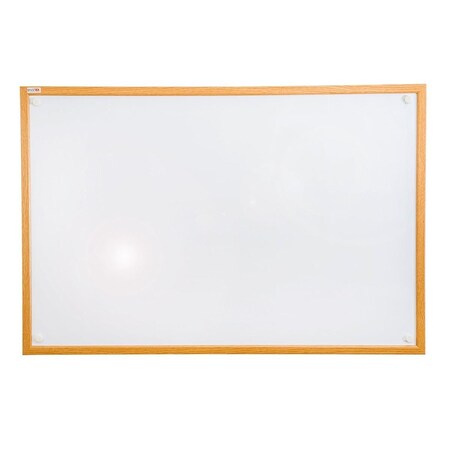 Officespace 24 x 18 in. Viztex Lacquered Steel Magnetic Dry Erase Boards with an Oak Effect Surround - White OF722322