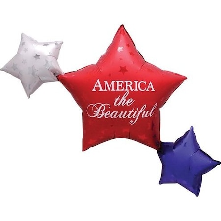 Loonballoon 39in. USA Stars America Beautiful Multi-Balloon USA Party Balloons Patriotic Day Decoration LB-97058